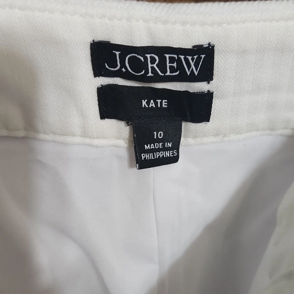 J. Crew Kate White Linen Blend Straight Leg Pants Size 10